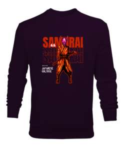 Samurai - Maskeli Samuray Koyu Mor Erkek Sweatshirt