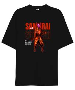 Samurai - Maskeli Samuray Siyah Oversize Unisex Tişört