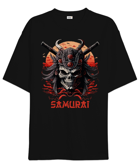 Tisho - Samurai Siyah Oversize Unisex Tişört