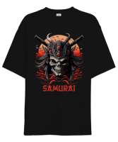 Samurai Siyah Oversize Unisex Tişört - Thumbnail