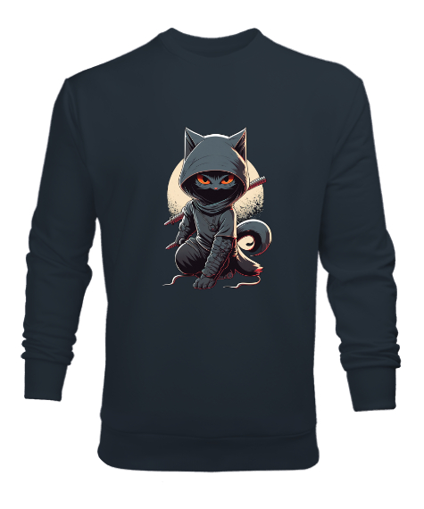 Samuray Kedi Füme Erkek Sweatshirt