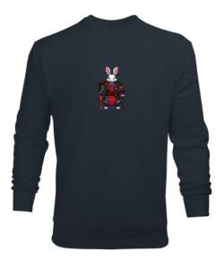 Samuray Tavşan Pixel Füme Erkek Sweatshirt