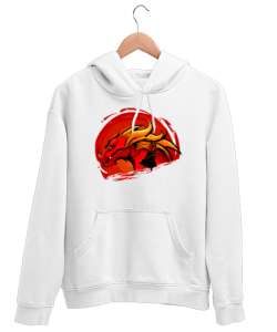 Samuray ve Ejderha - Dragon Beyaz Unisex Kapşonlu Sweatshirt