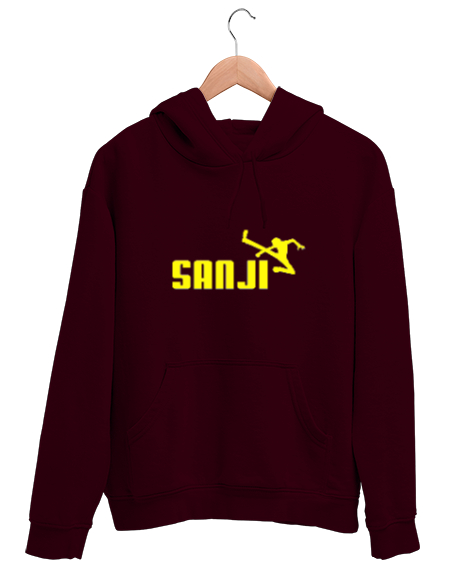 Tisho - Sanji One Piece Bordo Unisex Kapşonlu Sweatshirt