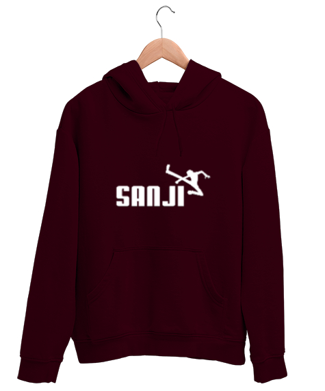 Tisho - Sanji One Piece Bordo Unisex Kapşonlu Sweatshirt