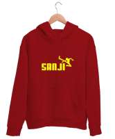 Sanji One Piece Kırmızı Unisex Kapşonlu Sweatshirt - Thumbnail