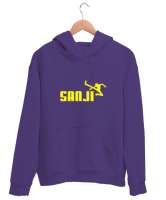 Sanji One Piece Mor Unisex Kapşonlu Sweatshirt - Thumbnail