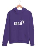 Sanji One Piece Mor Unisex Kapşonlu Sweatshirt - Thumbnail