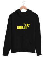 Sanji One Piece Siyah Unisex Kapşonlu Sweatshirt - Thumbnail