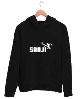 Sanji One Piece Siyah Unisex Kapşonlu Sweatshirt - Thumbnail