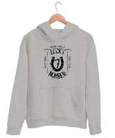 Şans, At Nalı, Yedi - 7 - Sayısı - Lucky Gri Unisex Kapşonlu Sweatshirt - Thumbnail