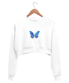 Şans kelebeği Kadın Crop Sweatshirt