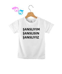  ŞANSLIYIM YAZILI Beyaz Çocuk Unisex