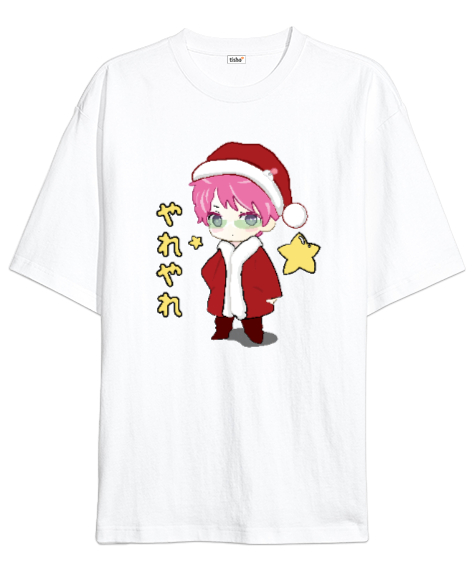 Santa Kusuo Saiki Kusuo Noel Baba Beyaz Oversize Unisex Tişört