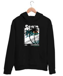 santa monica Siyah Unisex Kapşonlu Sweatshirt