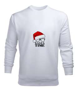 Santa tıme Beyaz Erkek Sweatshirt