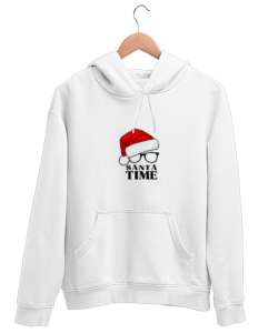 Santa tıme Beyaz Unisex Kapşonlu Sweatshirt