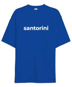 santoryni Saks Mavi Oversize Unisex Tişört