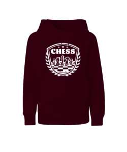 Santranç Taşları V2 Bordo Çocuk Unisex Hoodie Kapüşonlu