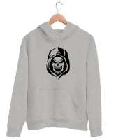 Şapkalı Kafatası - Skull Gri Unisex Kapşonlu Sweatshirt - Thumbnail