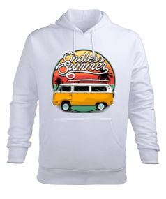 Sarı minübüs baskılı Erkek Kapüşonlu Hoodie Sweatshirt