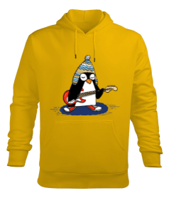 Sarı penguenli Erkek Kapüşonlu Hoodie Sweatshirt