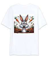 ŞAŞKIN BUNNY 2 Beyaz Oversize Unisex Tişört - Thumbnail