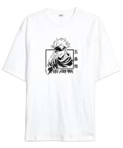 Satoru Gojo Jujutsu Kaisen Beyaz Oversize Unisex Tişört