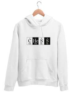 Satranç - Chess V1 Beyaz Unisex Kapşonlu Sweatshirt