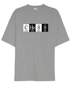 Satranç - Chess V1 Gri Oversize Unisex Tişört