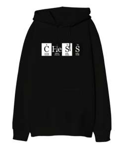 Satranç - Chess V1 Siyah Oversize Unisex Kapüşonlu Sweatshirt