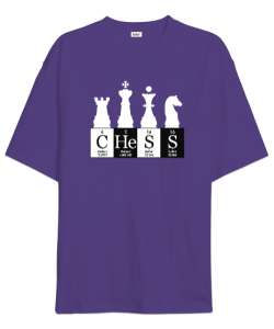 Satranç - Chess V3 Mor Oversize Unisex Tişört