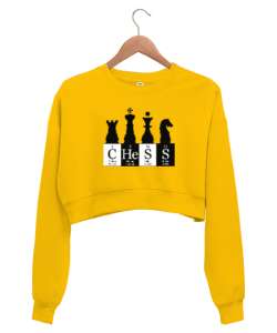 Satranç - Chess V3 Sarı Kadın Crop Sweatshirt