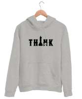 Satranç ve Düşünmek - Think Chess Gri Unisex Kapşonlu Sweatshirt - Thumbnail