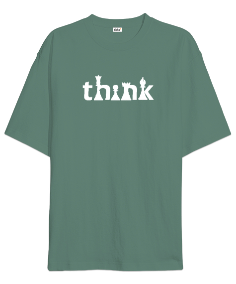 Tisho - Satranç ve Düşünmek - Think Chess V2 Çağla Yeşili Oversize Unisex Tişört