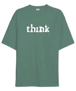 Satranç ve Düşünmek - Think Chess V2 Çağla Yeşili Oversize Unisex Tişört