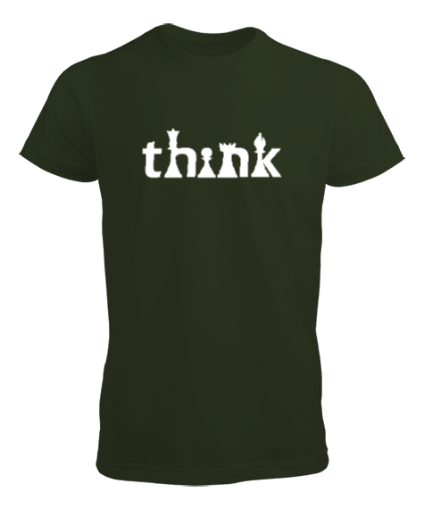 Tisho - Satranç ve Düşünmek - Think Chess V2 Haki Yeşili Erkek Tişört