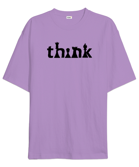 Tisho - Satranç ve Düşünmek - Think Chess V2 Lila Oversize Unisex Tişört