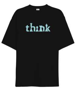 Satranç ve Düşünmek - Think Chess V2 Siyah Oversize Unisex Tişört