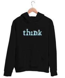 Satranç ve Düşünmek - Think Chess V2 Siyah Unisex Kapşonlu Sweatshirt