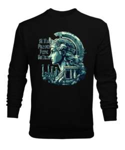 Savaş Tanrıçası Athena Siyah Erkek Sweatshirt