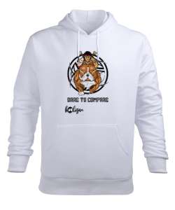 Savaşçı bulldog Beyaz Erkek Kapüşonlu Hoodie Sweatshirt