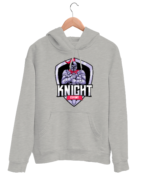 Tisho - Savaşçı - Şövalye - Knight Gri Unisex Kapşonlu Sweatshirt