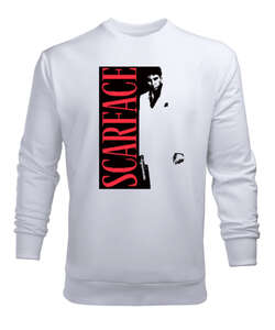 Scarface Blu V1 Beyaz Erkek Sweatshirt