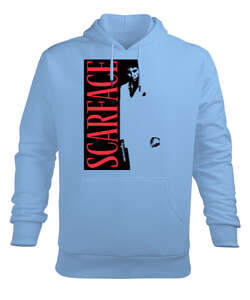 Scarface Blu V1 Buz Mavisi Erkek Kapüşonlu Hoodie Sweatshirt