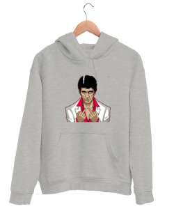 scarface gri Gri Unisex Kapşonlu Sweatshirt