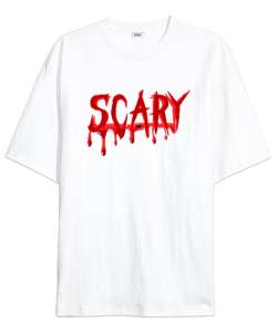 Scary - Ürkütücü Beyaz Oversize Unisex Tişört