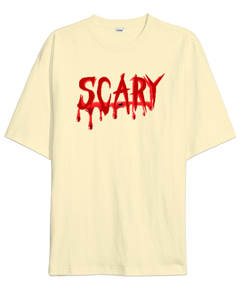 Tisho - Scary - Ürkütücü Krem Oversize Unisex Tişört