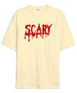 Scary - Ürkütücü Krem Oversize Unisex Tişört