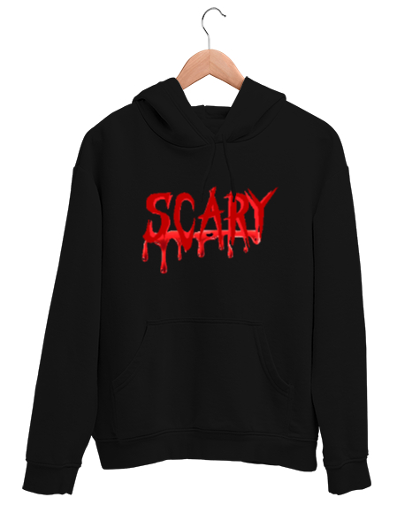 Tisho - Scary - Ürkütücü Siyah Unisex Kapşonlu Sweatshirt